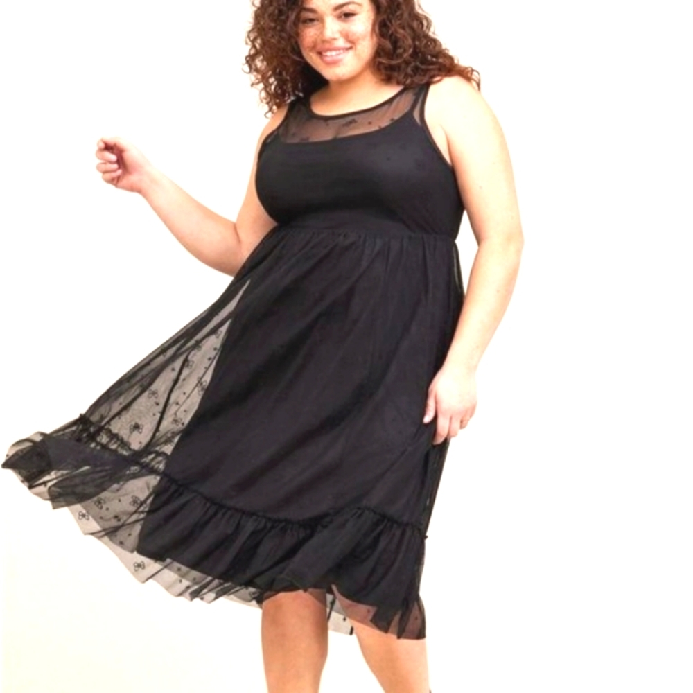 ❤NWT TORRID MINNIE MICKEY MOUSE PRINT SHEER MESH MAXI DRESS DISNEY PLUS